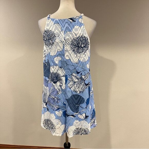 Wesport Floral Blue and White Sleeveless halter Dress size medium - Picture 6 of 14